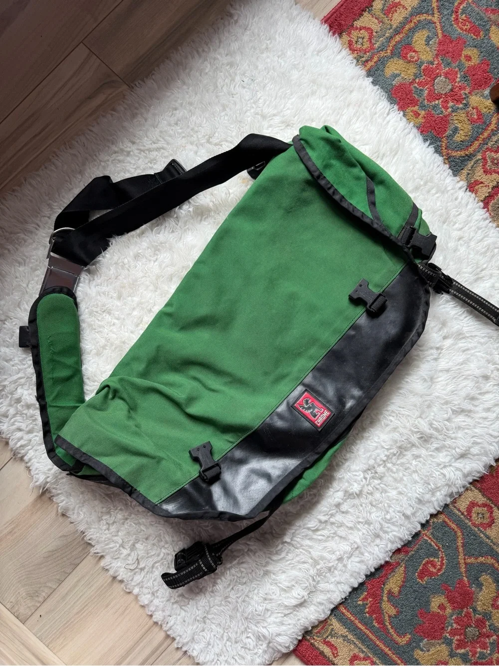 Chrome Green Black Messenger Bag Durable Waterproof Canvas Sling